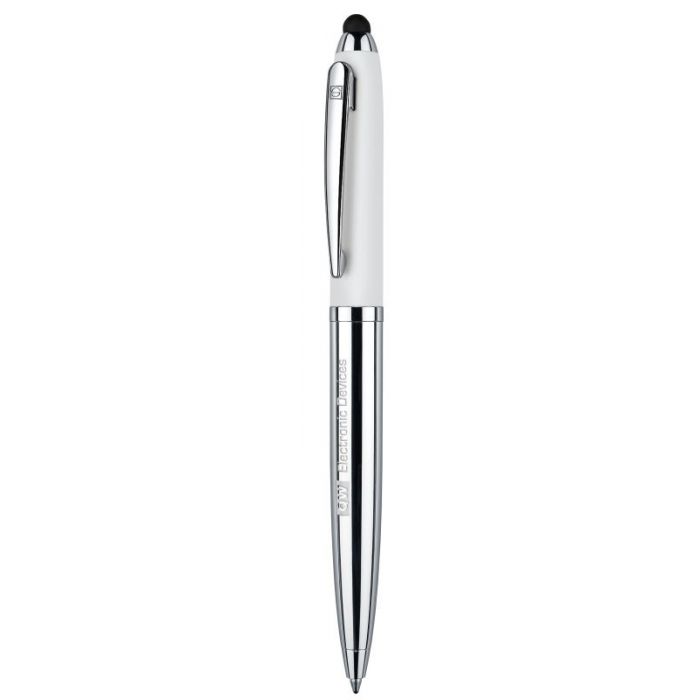 Penna personalizzata metallo bianca con touch