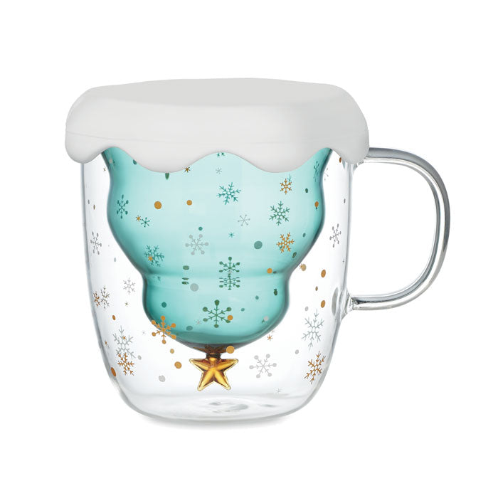 Christmas double wall glass mug gift idea