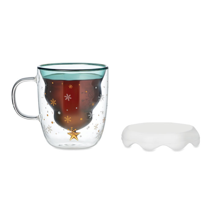 Christmas double wall glass mug gift idea